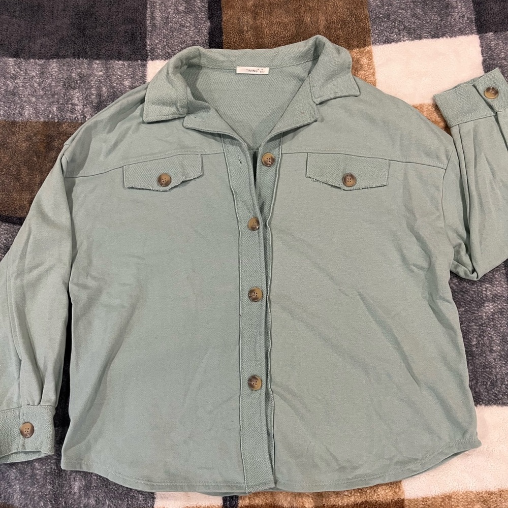 Mint Colored Button Up Shacket - image 1